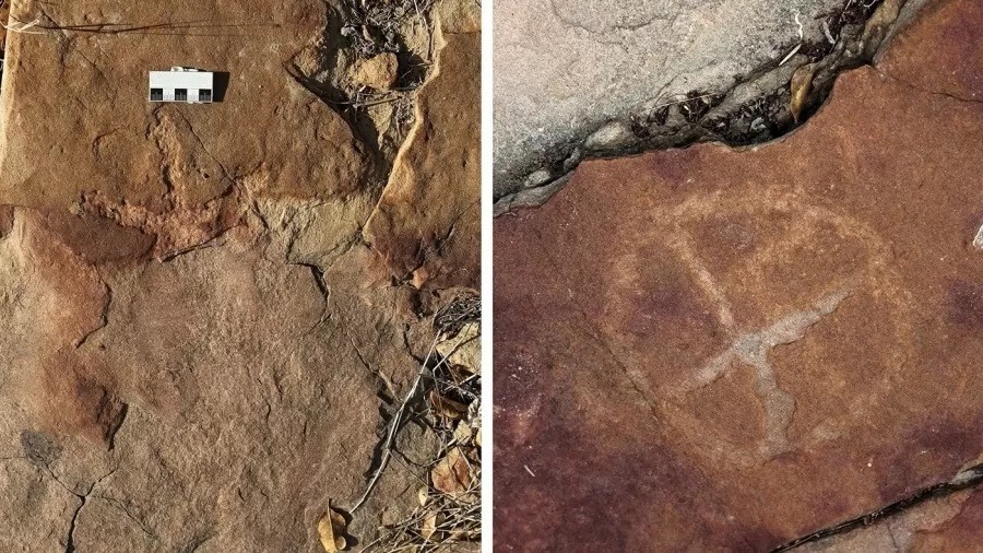 Gravuras de povos sertanejos com 9 mil anos retratam pegadas de dinossauros
