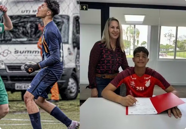 No dia do aniversário da mãe, filho de Eliza Samudio assina contrato como goleiro do Athletico