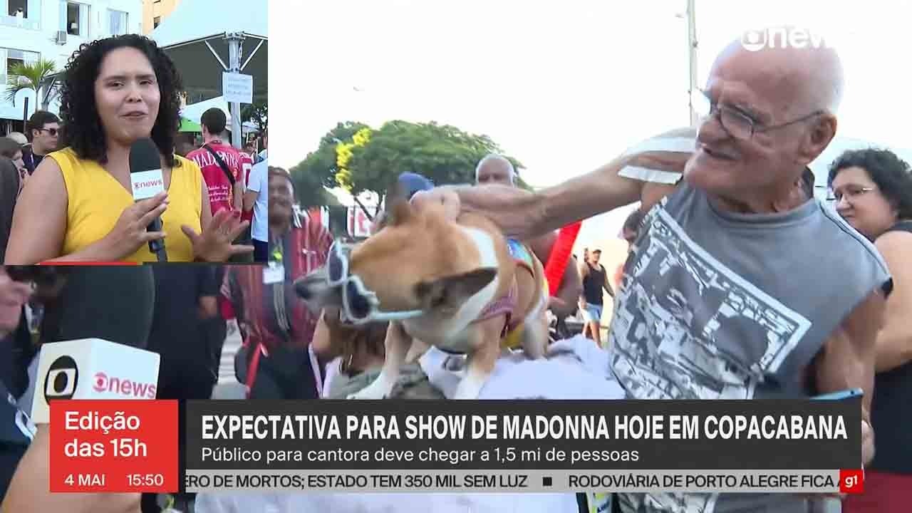 Madonna: Na GloboNews, repórter é mordida por cachorra e encerra ao vivo