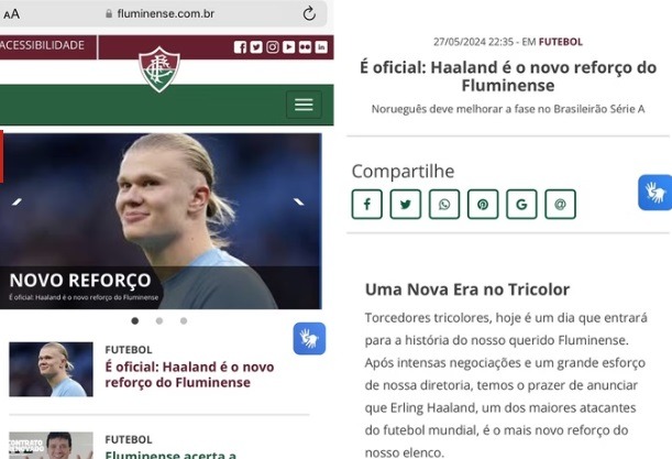 Haaland no Fluminense? Site do clube é invadido e “anuncia” reforço