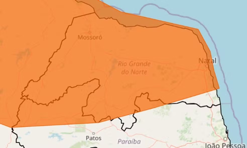 Inmet publica novo aviso de chuvas intensas no RN nesta segunda-feira