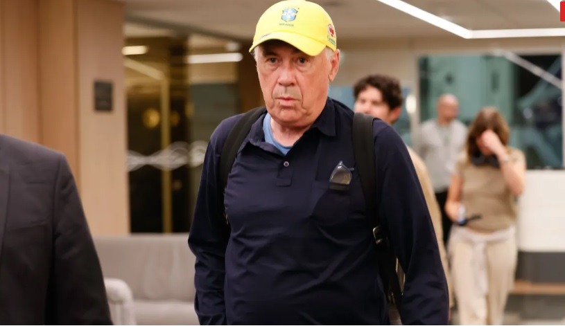 VÍDEO: Com boné da Seleção, Ancelotti chega ao Rio; ASSISTA
