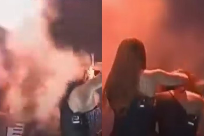VÍDEO: fogo atinge cabelo de cantora em show do Limão com Mel 