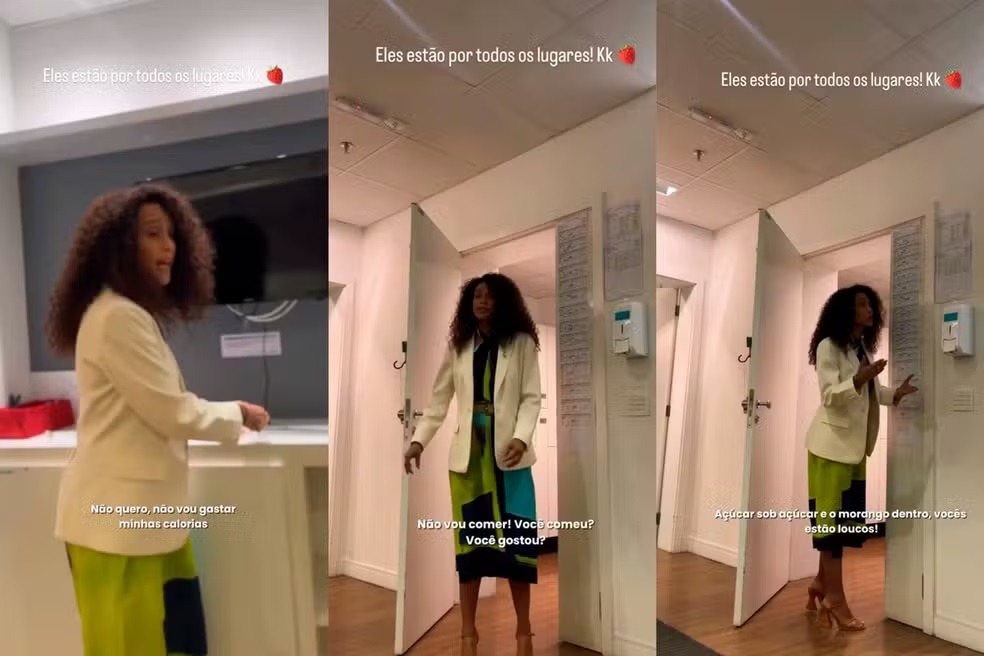 [VÍDEO] Taís Araújo se recusa a provar morango do amor: 'Cheio de açúcar'