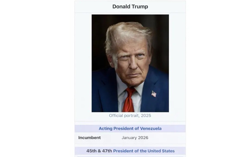Trump publica imagem se autodenominando “presidente interino da Venezuela” nas redes sociais