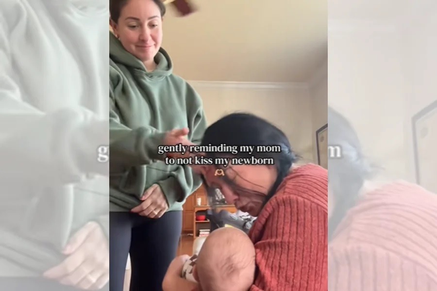 [VÍDEO] Mãe reage após avó tentar beijar seu bebê recém-nascido