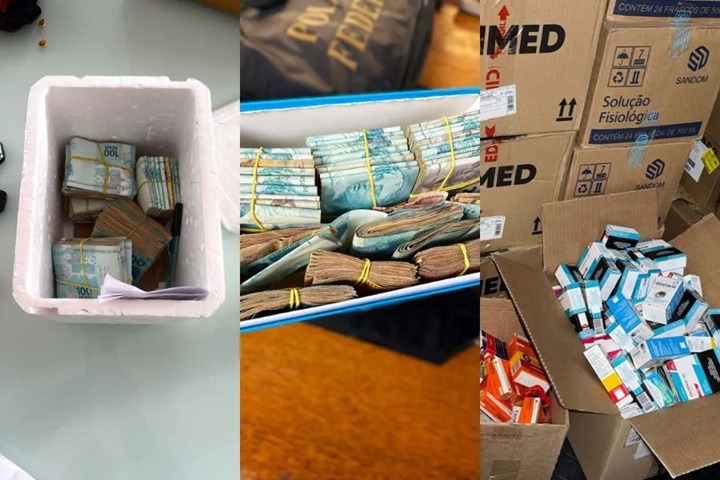 PF apreende dinheiro e medicamentos escondidos em caixas durante operação contra desvios de recursos no RN
