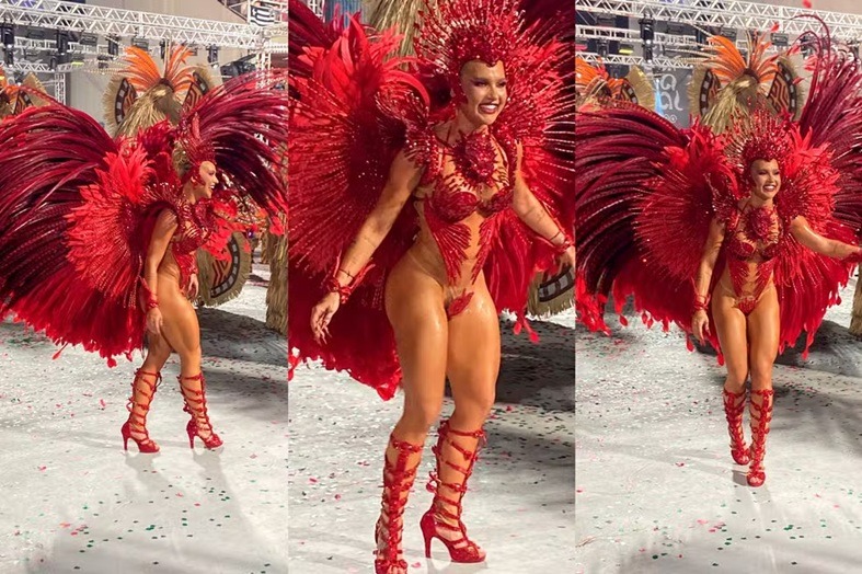 VÍDEO: Tapa-sexo de Virginia descola no desfile da Grande Rio, e rainha chega à Apoteose sem costeiro