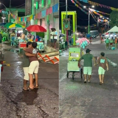 Cena de pai vendedor de pipoca brincando com filho autista no Carnaval de Assú viraliza; ASSISTA