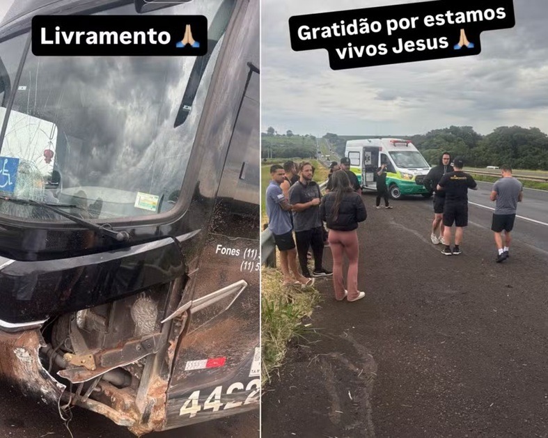 Cantor Latino e equipe sofrem acidente de ônibus no interior de SP
