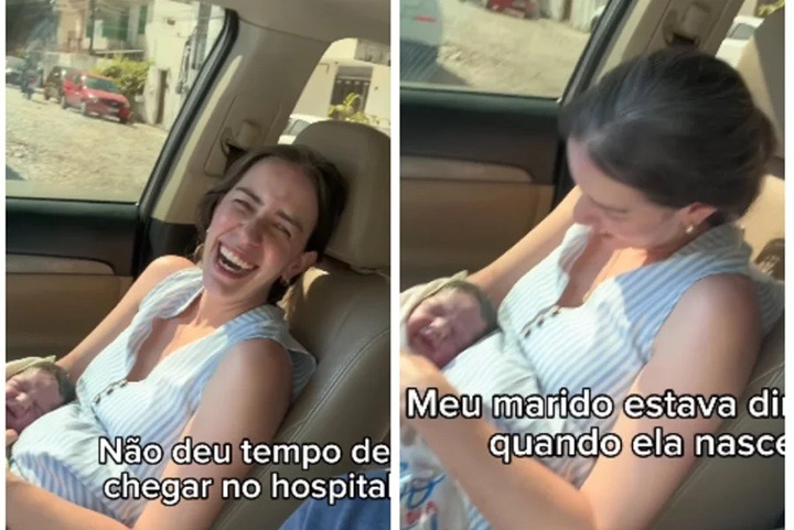 VÍDEO: Médica faz próprio parto dentro de carro e enrola bebê em pano de prato