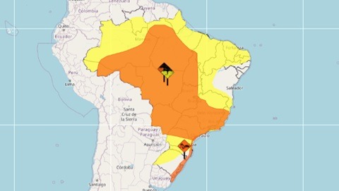 Inmet alerta para temporais, ventos fortes e risco de alagamentos em várias regiões do Brasil