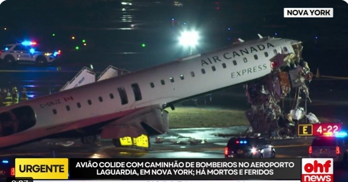 VÍDEO: Colisão em aeroporto de Nova York mata piloto e copiloto