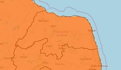 Inmet renova alerta para chuvas intensas de até 100 mm para todo o RN