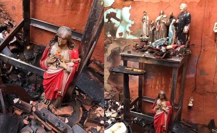 Imagem de Jesus fica intacta após incêndio destruir casa