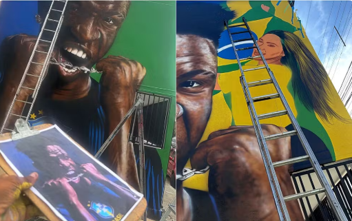 Após término de Virginia e Vini Jr., influenciadora é apagada de mural em rua decorada para a Copa