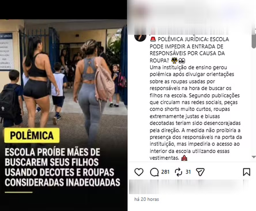 Comunicado escolar pedindo para mães utilizarem roupas ‘menos reveladoras’ viraliza e gera polêmica
