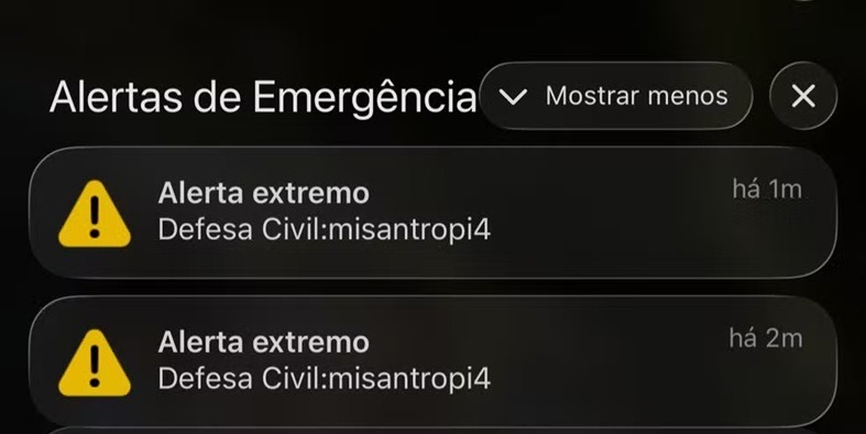 Defesa Civil Nacional envia alerta sonoro extremo a celulares em vários estados; órgão fala em possível ataque hacker