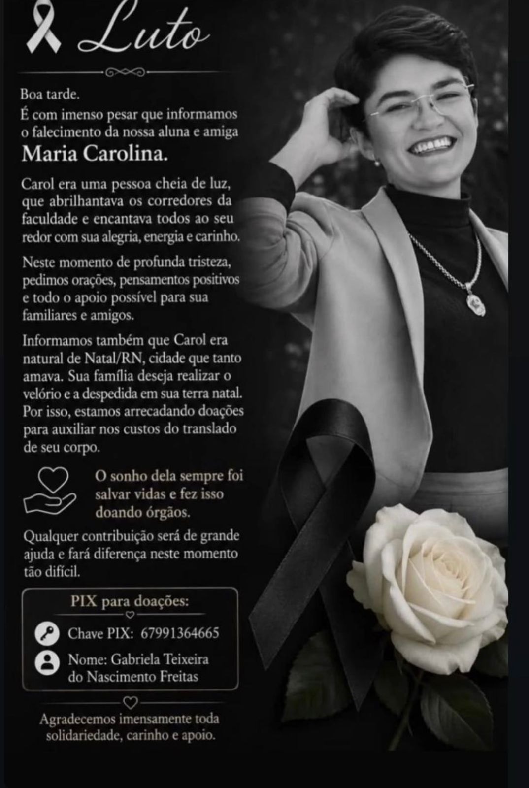 Família faz vaquinha para trazer corpo de natalense que morreu após acidente no MS; saiba como ajudar
