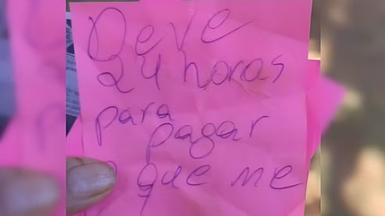 Filho ameaça a própria mãe com bilhete e dá 24 horas para pagamento de suposta dívida de moto
