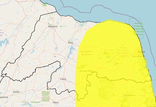 Inmet amplia alerta de chuva para 100 cidades do RN neste sábado (25)