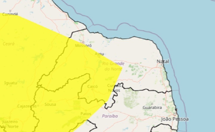 Inmet publica alerta de baixa umidade para 79 municípios do RN nesta segunda-feira (27)