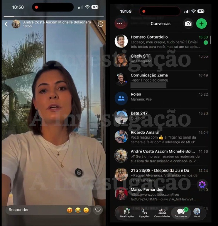 Print acidental em vídeo de reconciliação expõe conversas entre assessor de Michelle, Secom do STF e núcleo de Zema