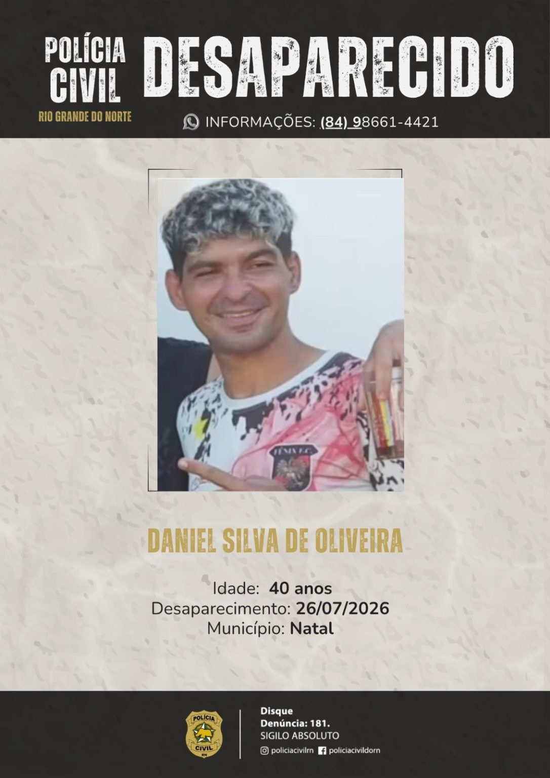 Polícia Civil investiga desaparecimento de professor de futebol em Natal