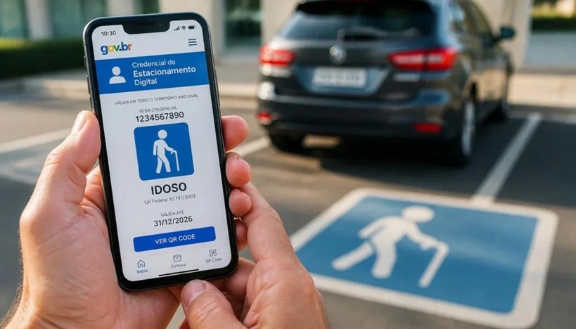 Idoso com 60 anos ou mais já pode emitir credencial digital de estacionamento gratuito em todo o Brasil