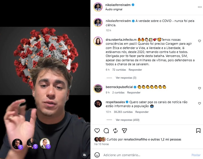 Infectologista potiguar Roberta Lacerda comenta vídeo de Nikolas sobre a pandemia e diz que "vencemos" apesar das vítimas