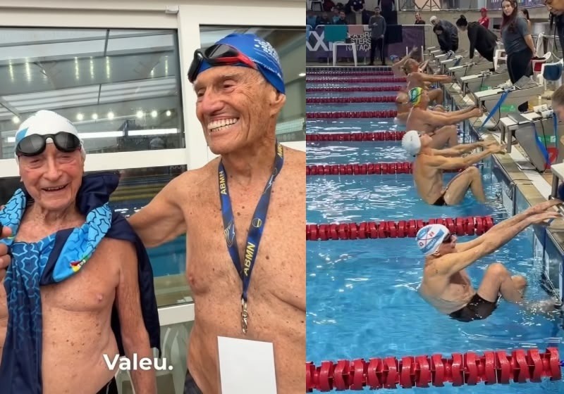 [VÍDEO] Lendas da natação brasileira têm 101 e 97 anos e ainda competem