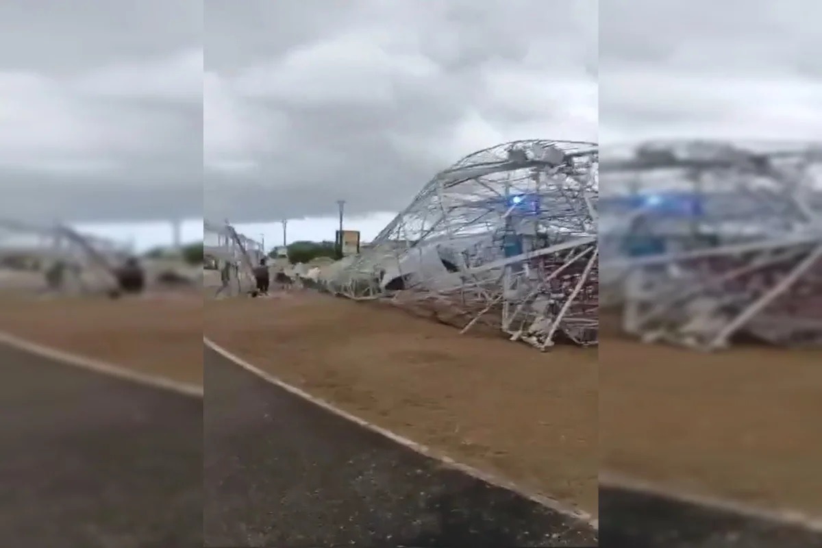 Imagem gigante de Nazaré desaba após forte chuva 
