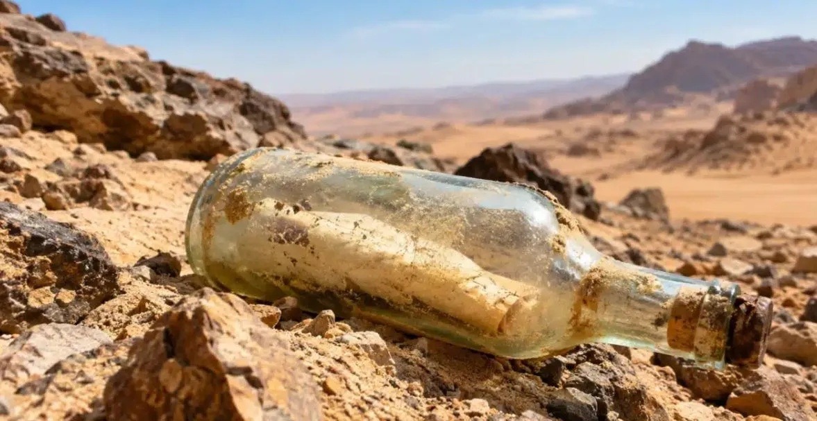Garrafa com bilhete de 1977 achada no deserto mobiliza busca e localiza família de homem após quase 50 anos