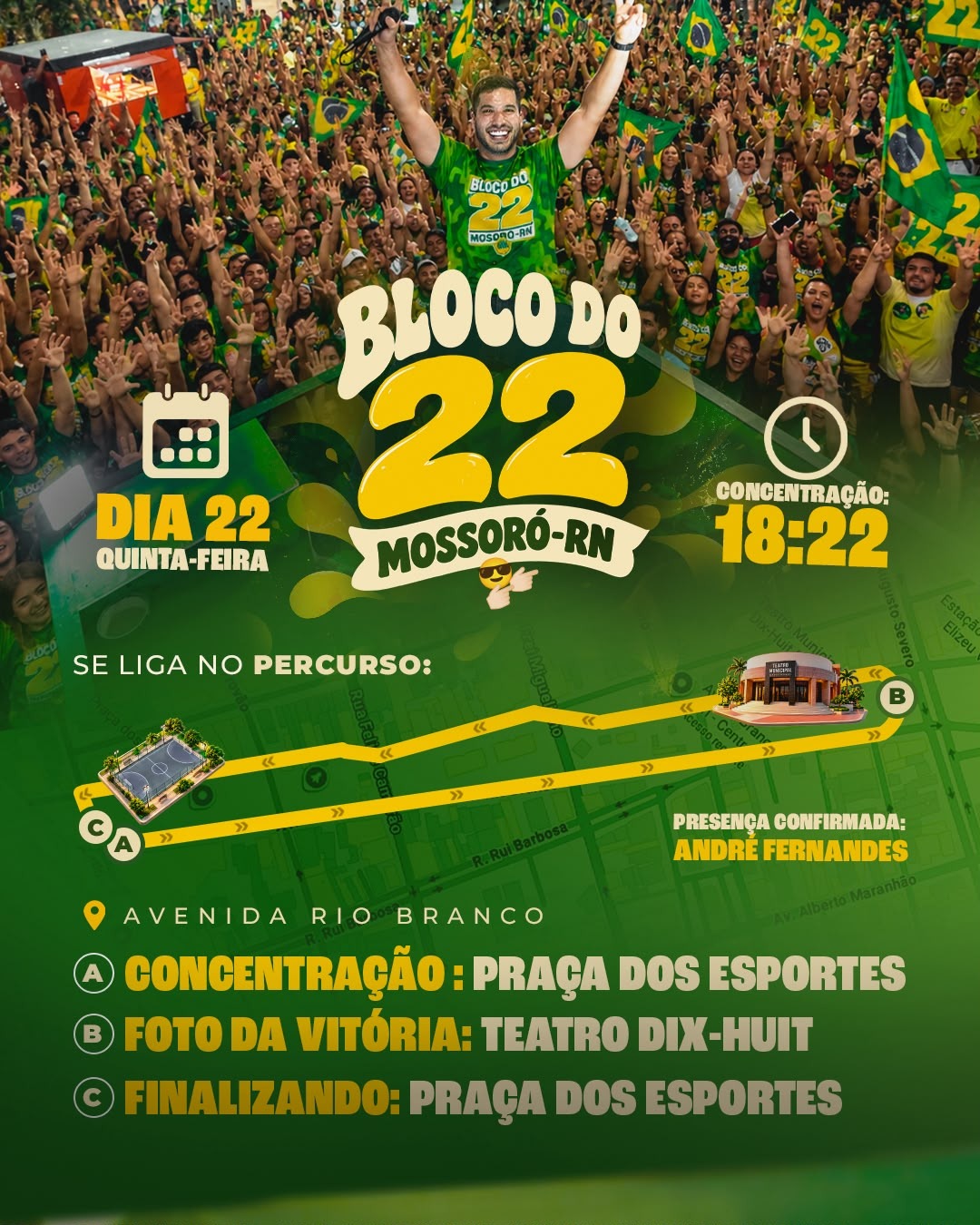 Bloco 22 ganha as ruas de Natal nesta quarta (21) e terá comando de André Fernandes em Mossoró na quinta...