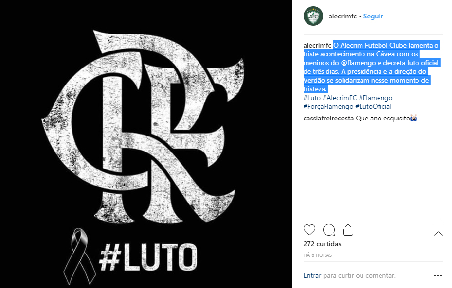ABC, América e Alecrim se solidarizam com clube carioca após tragédia no RJ