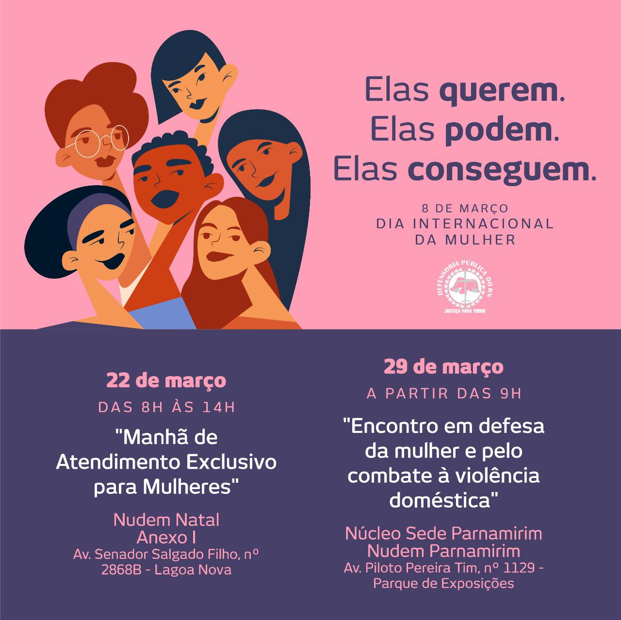 Mulheres terão atendimento exclusivo na Defensoria Pública do RN na sexta
