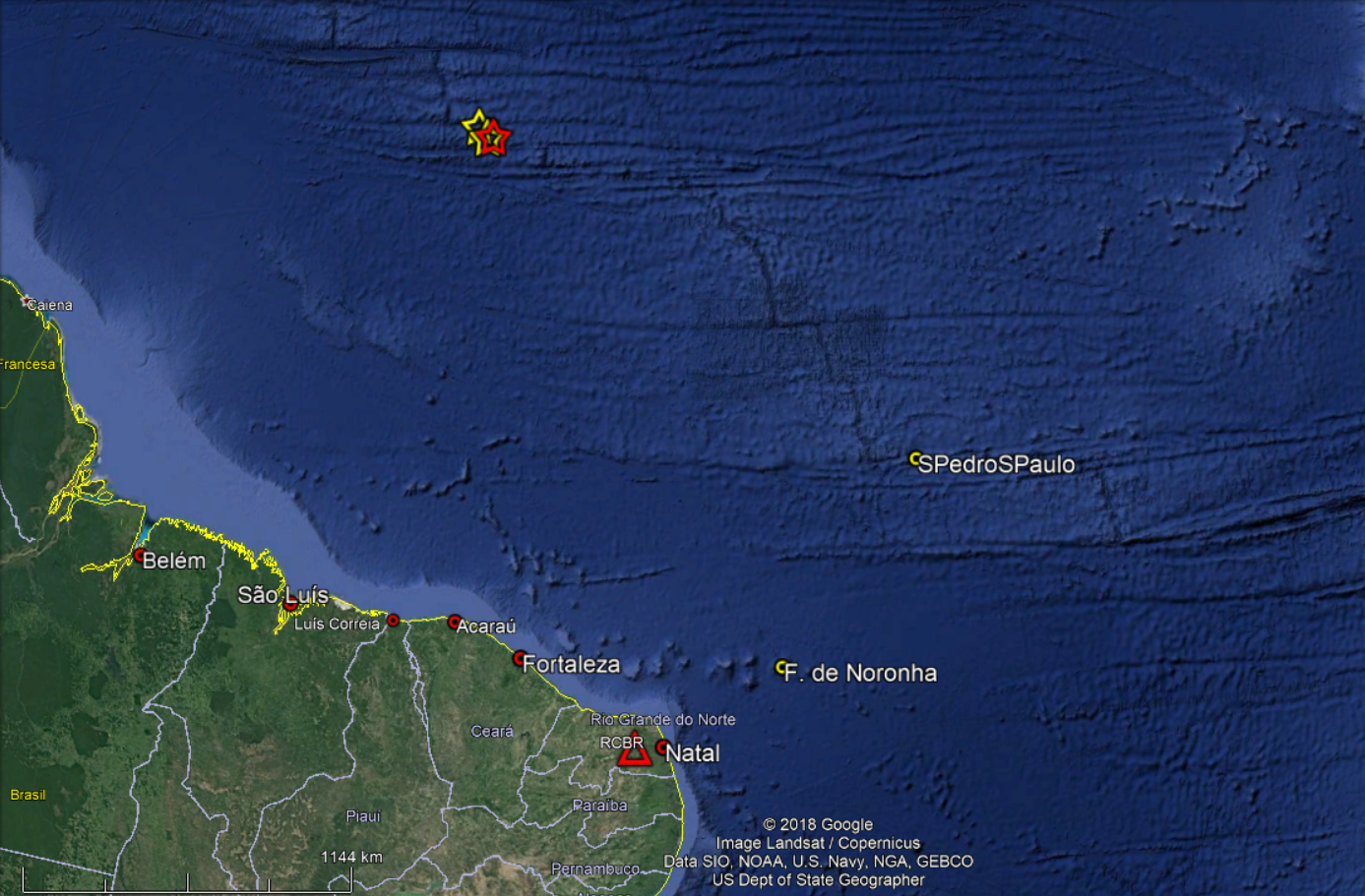 Mais 4 terremotos no oceano próximo ao RN; maior teve magnitude de 5 graus