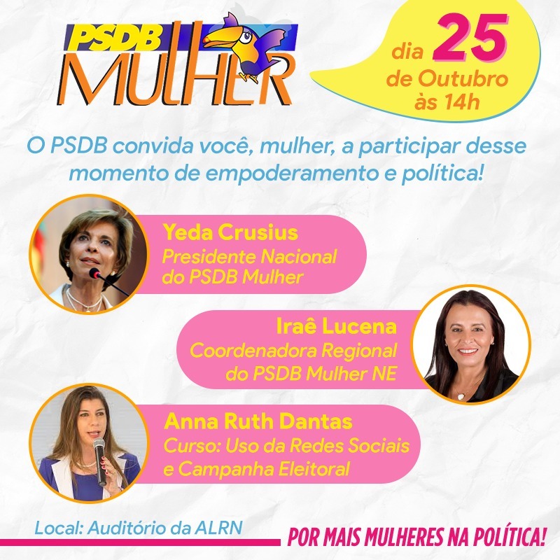 PSDB Mulher fará encontro na próxima sexta-feira em Natal