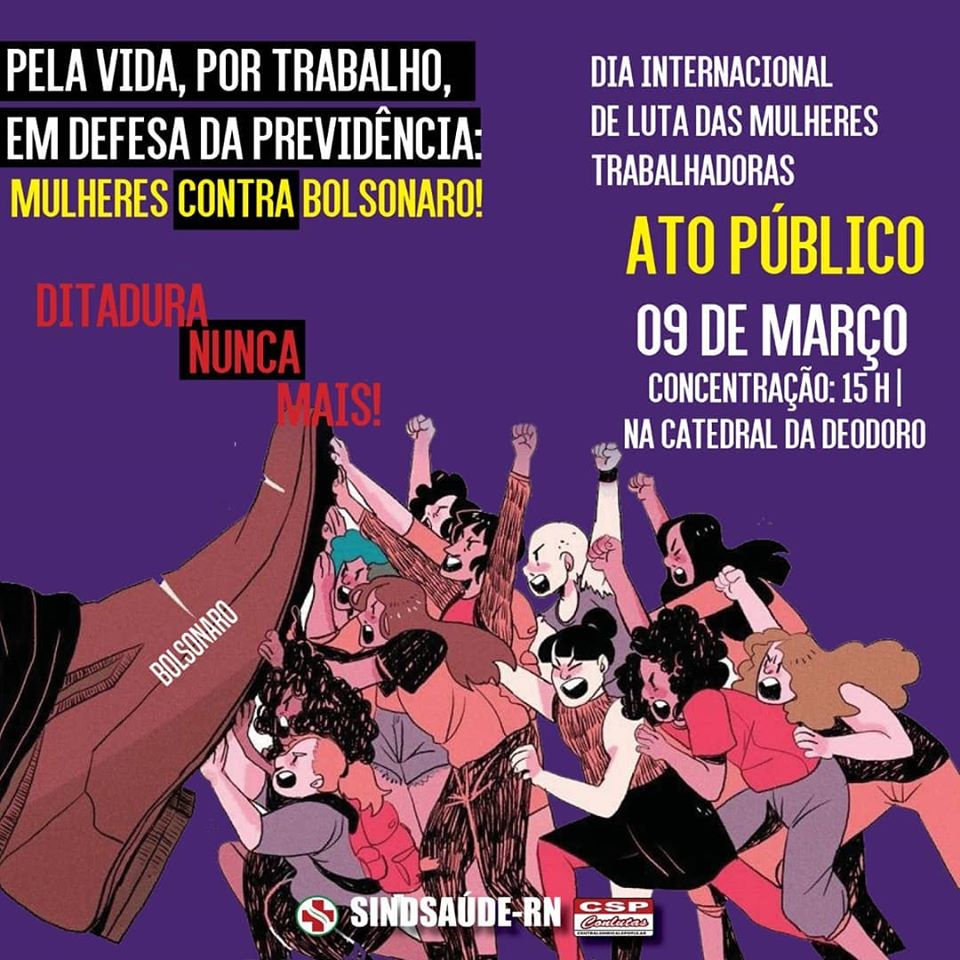Movimento feminista vai às ruas contra Bolsonaro e Fátima Bezerra