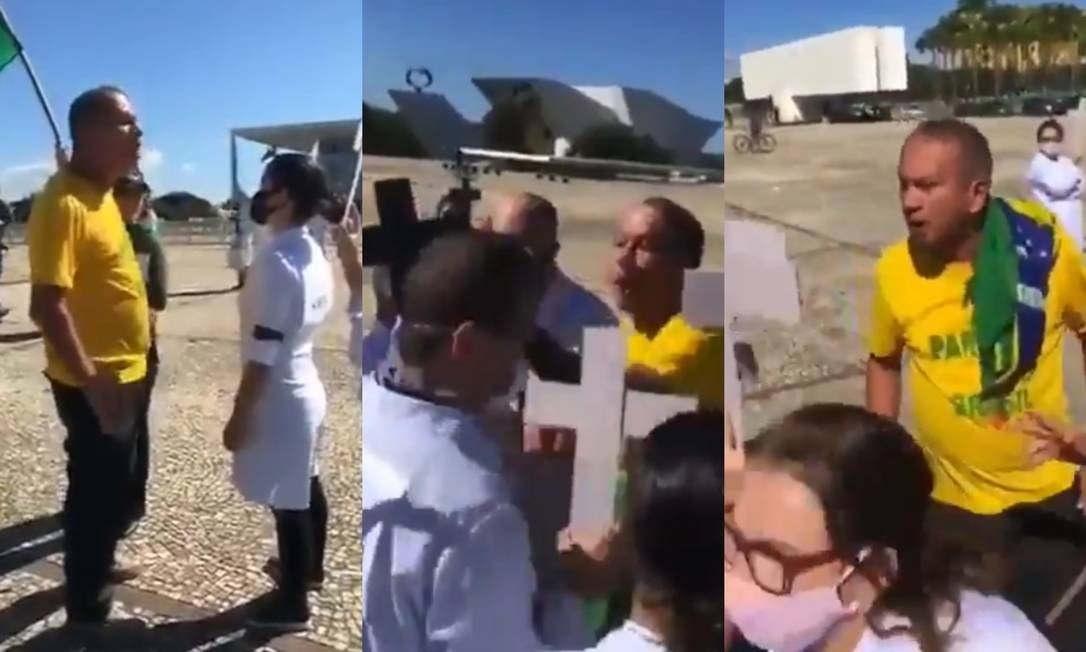 VÍDEO: Enfermeiros são agredidos por apoiadores de Bolsonaro durante protesto
