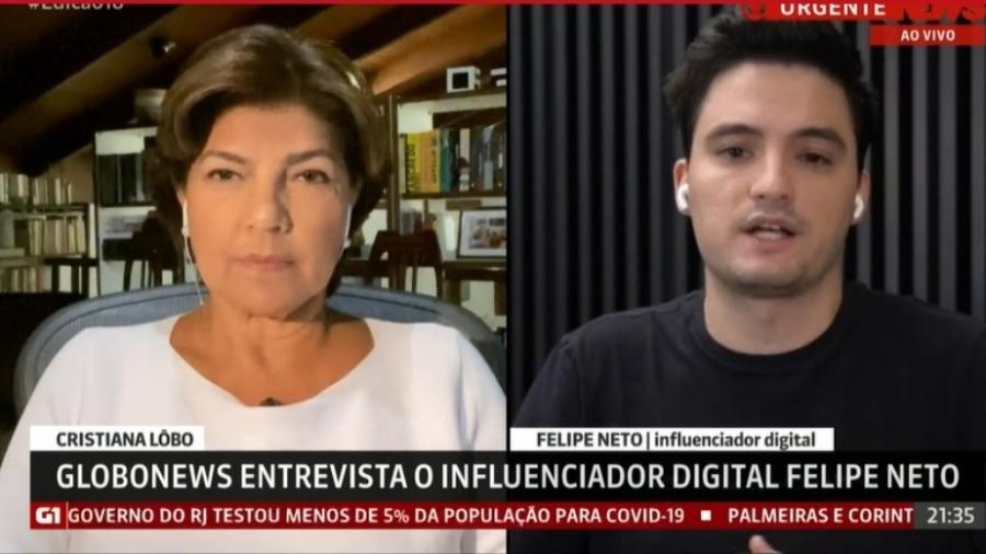 Na GloboNews, Felipe Neto critica o próprio canal e a rival CNN Brasil