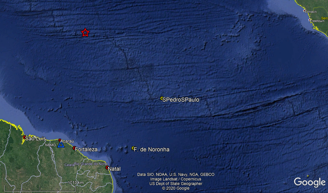Tremor de magnitude 5.7 é registrado no oceano próximo ao RN