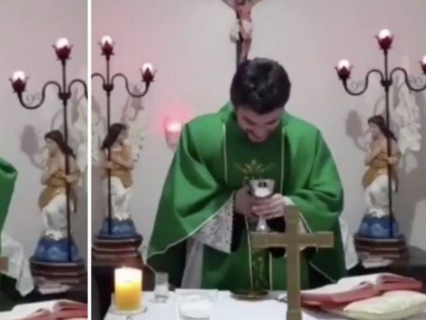 VÍDEO: Padre tem crise de riso ao celebrar missa on-line e viraliza nas redes