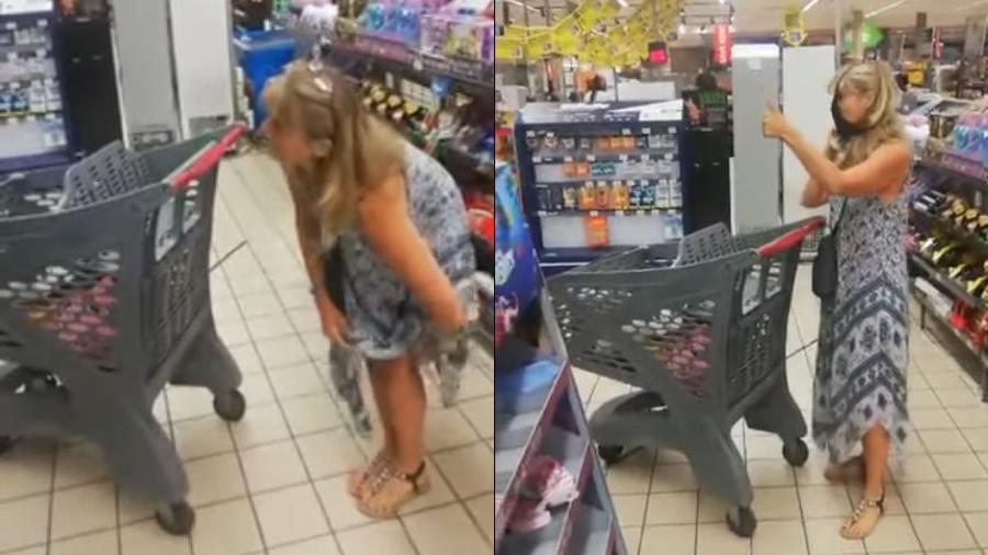 VÍDEO: Mulher retira calcinha e usa como máscara em supermercado