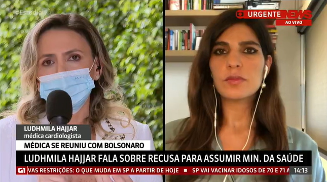 Brasil pode chegar a 600 mil mortes por covid-19, afirma médica Ludhmila Hajjar