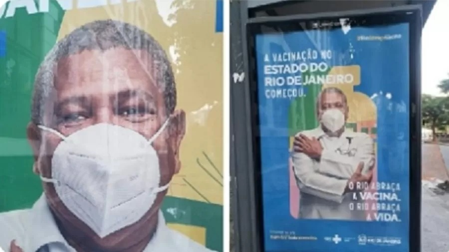 Banner mostra máscara de cabeça para baixo em campanha de R$ 13 milhões