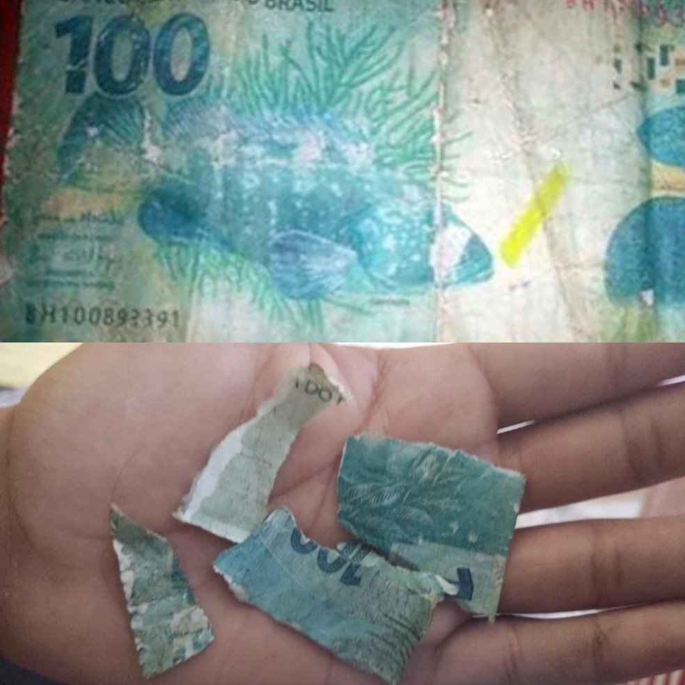 Mulher usa nota falsa de R$ 100 para comprar doces de menino em semáforo
