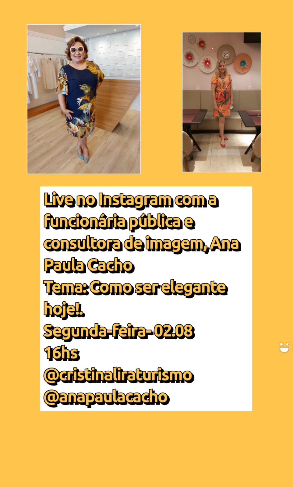 A consultora de imagem, Ana Paula Cacho fará live com Cristina Lira