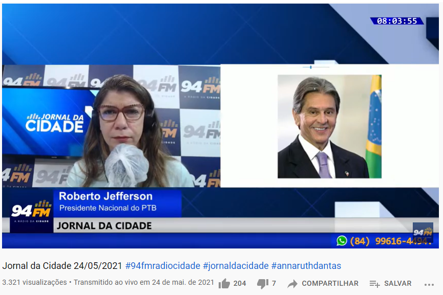 Entrevista concedida por Roberto Jefferson a jornalista potiguar é citada em decisão do STF