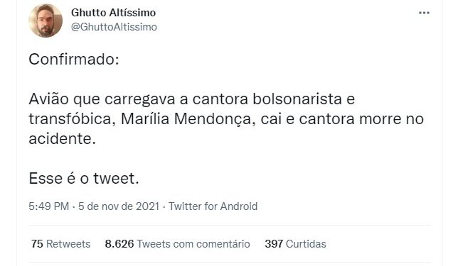 Esquerdista ataca Marília Mendonça: “bolsonarista e transfóbica”